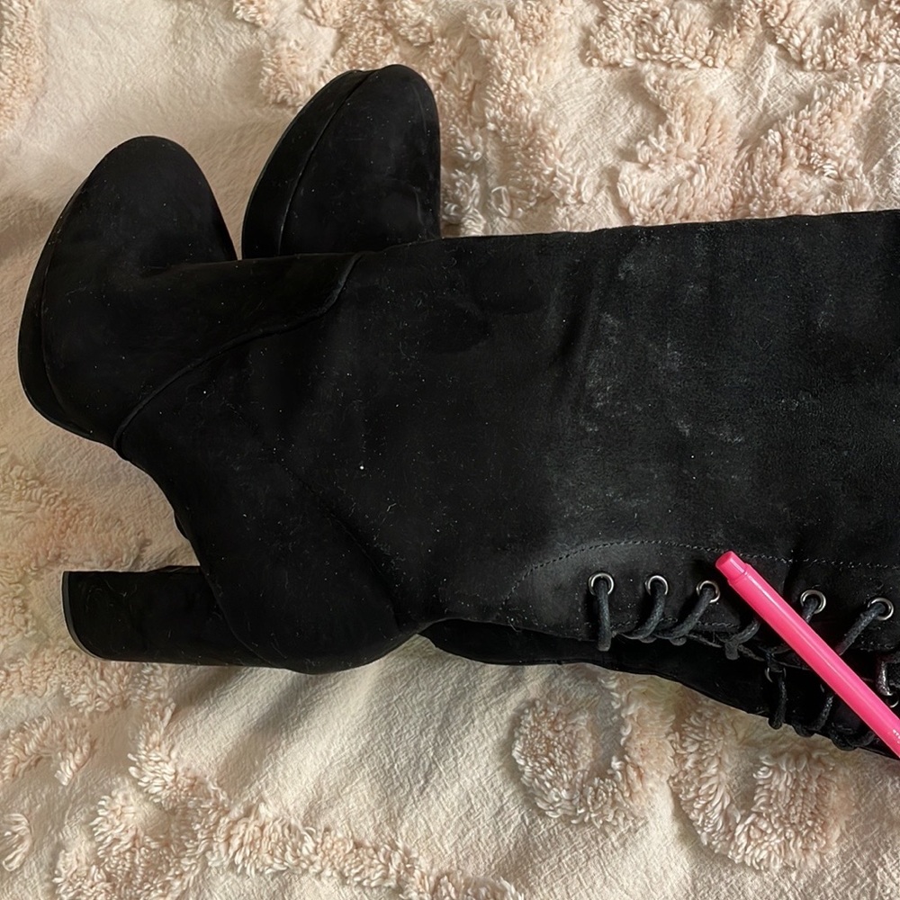 Thigh High Platform High Heel Laced Boots - Picture 10 of 15